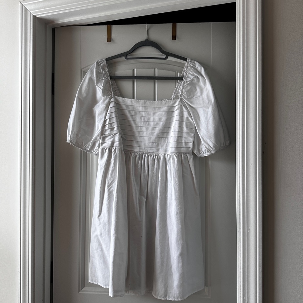 Altar’d State White Puff Sleeve Babydoll Dress